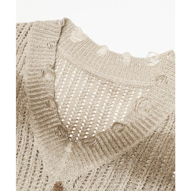 for girls ぼかしボーダー柄透かし編みニット | HOOK | 詳細画像3 