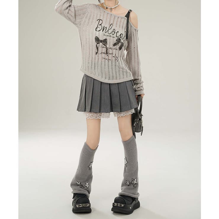 【HOOK】for girls リボンプリントオープンショルダーニットソー | HOOK | 詳細画像20 