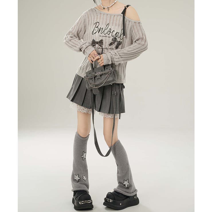 【HOOK】for girls リボンプリントオープンショルダーニットソー | HOOK | 詳細画像21 