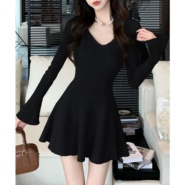 【Jasmine】ニットフレアミニワンピース Jasmine Grandiflo… | aimoha  | 詳細画像1 