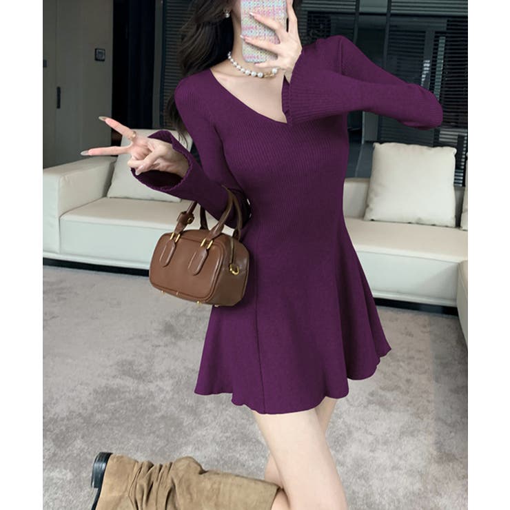 【Jasmine】ニットフレアミニワンピース Jasmine Grandiflo… | aimoha  | 詳細画像18 