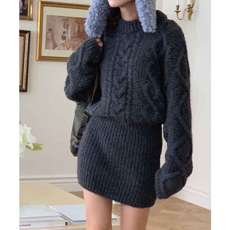 ケーブル編みニットミニワンピース Jasmine Grandiflorum | aimoha  | 詳細画像8 