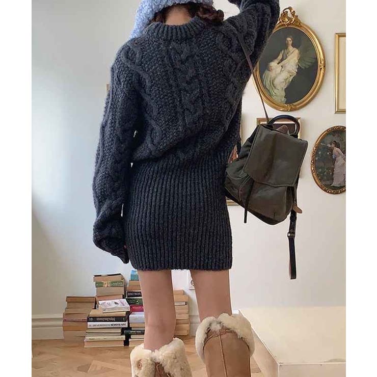 ケーブル編みニットミニワンピース Jasmine Grandiflorum | aimoha  | 詳細画像11 