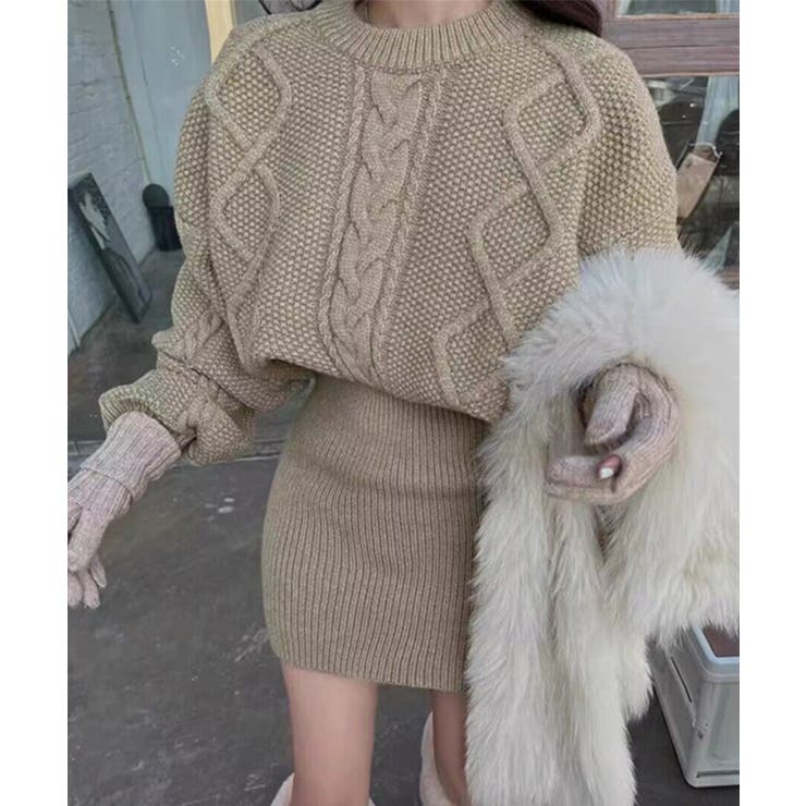 ケーブル編みニットミニワンピース Jasmine Grandiflorum | aimoha  | 詳細画像12 