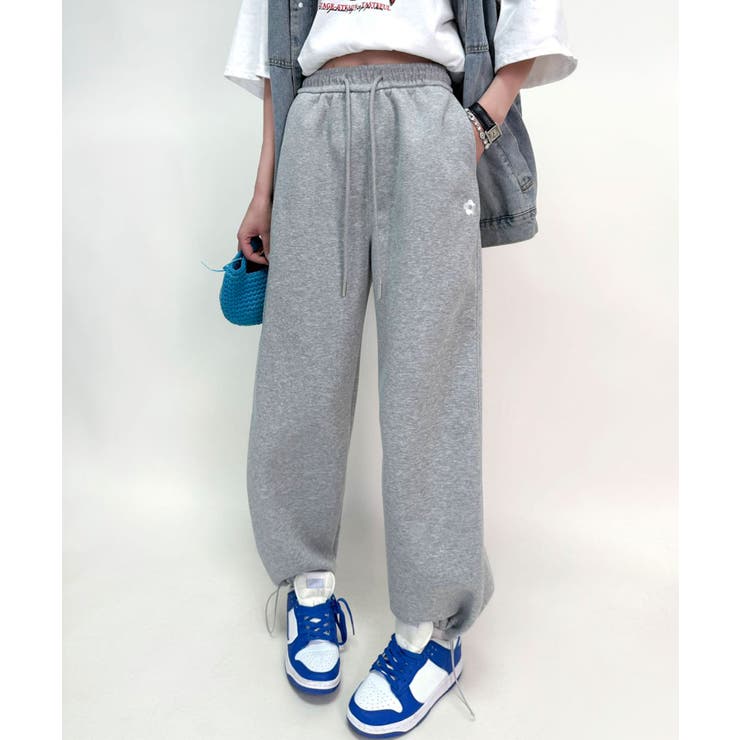 ライトグレー | ロゴワッペンワイドパンツ | aimoha 