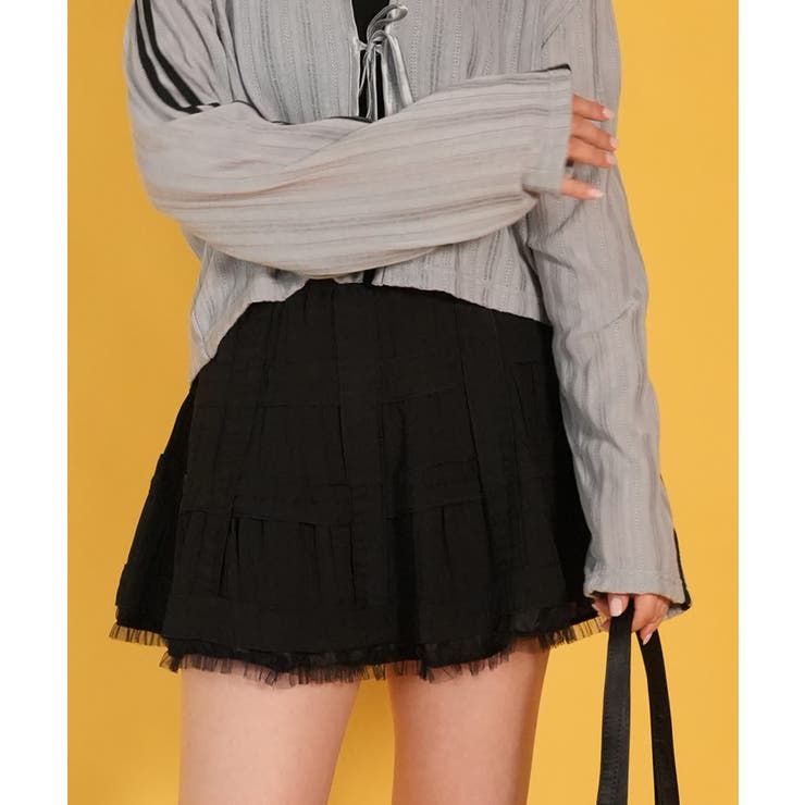 HOOK】for girls チュールフリル鳥籠ミニスカート[品番