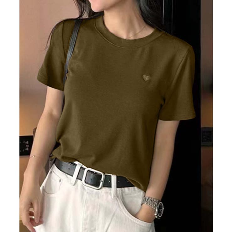 グリーン | ハートポイントベーシックレーヨンTシャツ | aimoha 