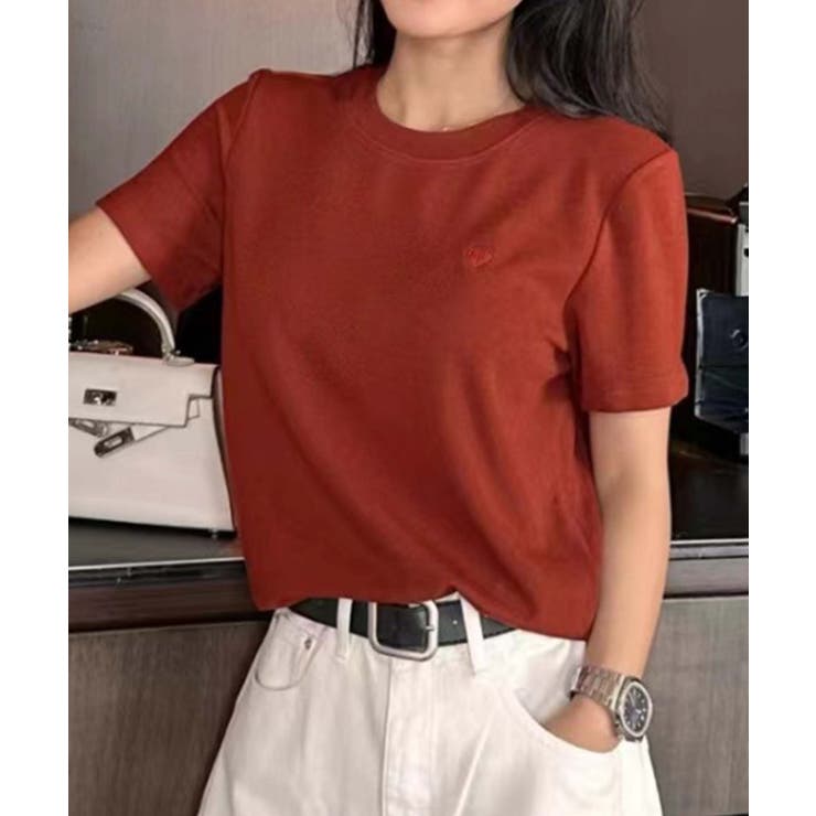 オレンジ | ハートポイントベーシックレーヨンTシャツ | aimoha 