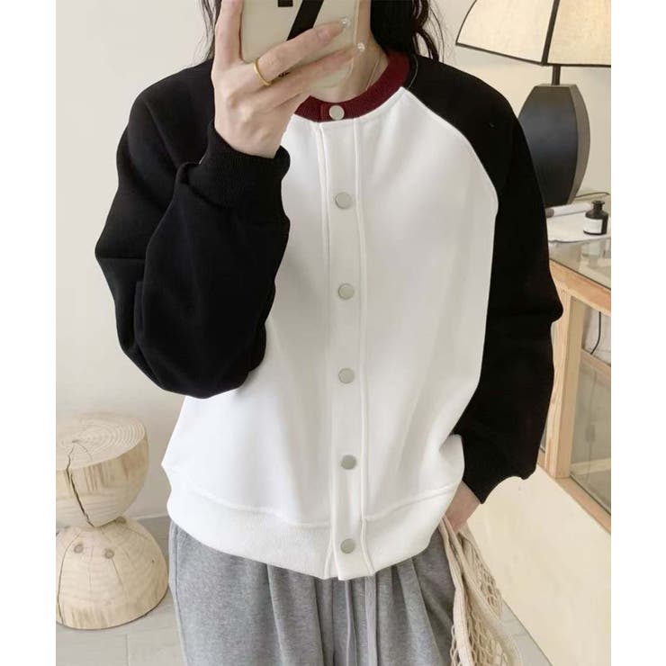 ブラック | ラグランスリーブボタンカーディガン | aimoha 