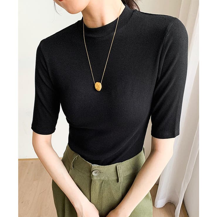 ブラック | ドレープデザインTシャツ | aimoha 