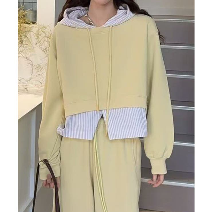 イエロー | 【Banico】フリルヘム付きフードパーカー | aimoha 