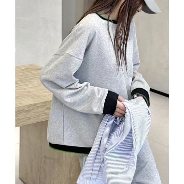 シンプル配色ロングスリーブトップス | aimoha  | 詳細画像11 