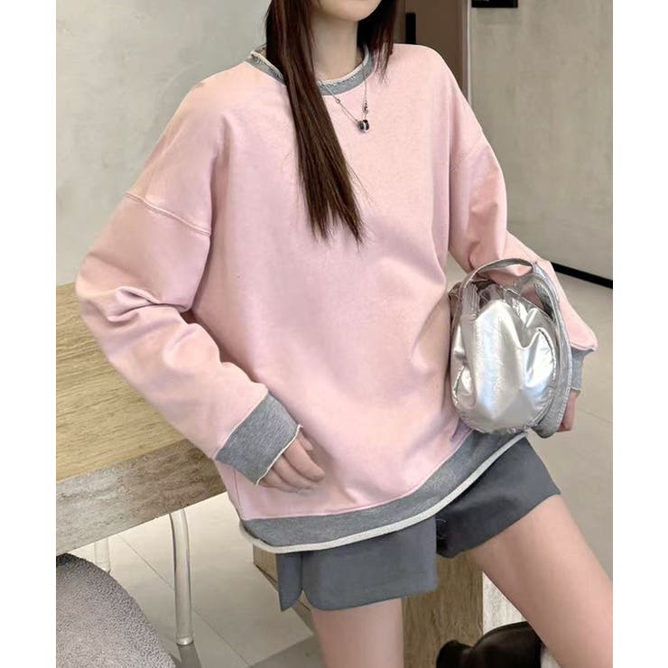 シンプル配色ロングスリーブトップス | aimoha  | 詳細画像3 