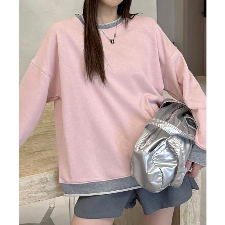 シンプル配色ロングスリーブトップス | aimoha  | 詳細画像5 