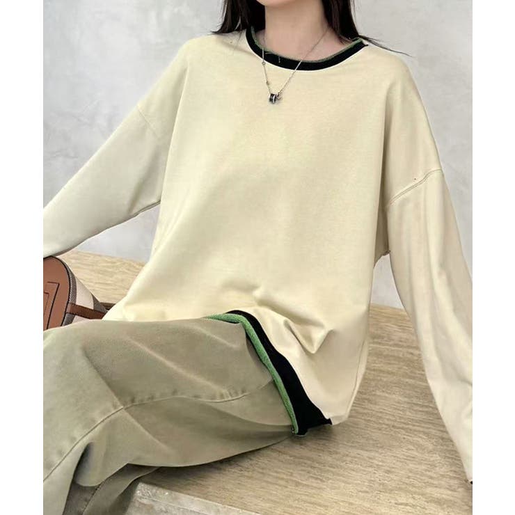 シンプル配色ロングスリーブトップス | aimoha  | 詳細画像7 