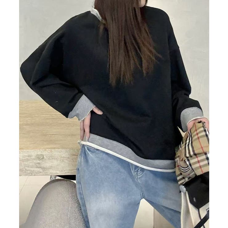 シンプル配色ロングスリーブトップス | aimoha  | 詳細画像8 