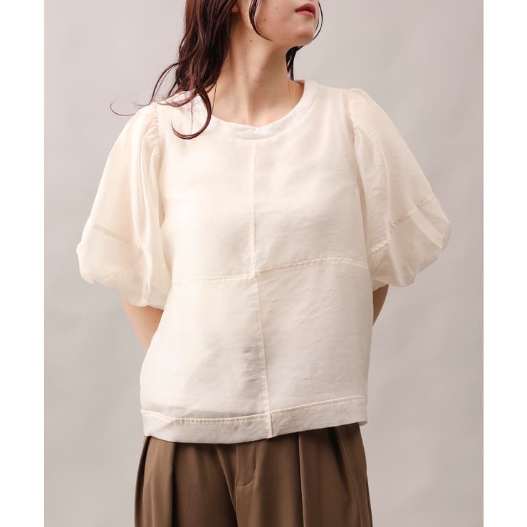 オフホワイト | シアーシンプルトップス | aimoha 