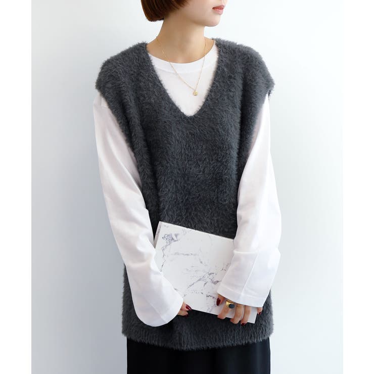 5Gシャギーロングニットベスト | aimoha  | 詳細画像42 