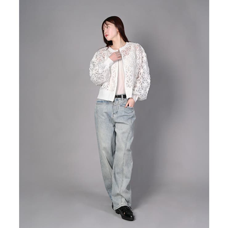 花柄チュールWZIPブルゾン | aimoha  | 詳細画像5 