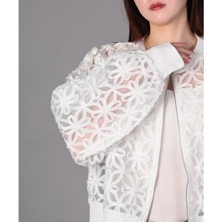 花柄チュールWZIPブルゾン | aimoha  | 詳細画像2 