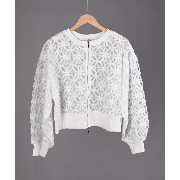 花柄チュールWZIPブルゾン | aimoha  | 詳細画像13 