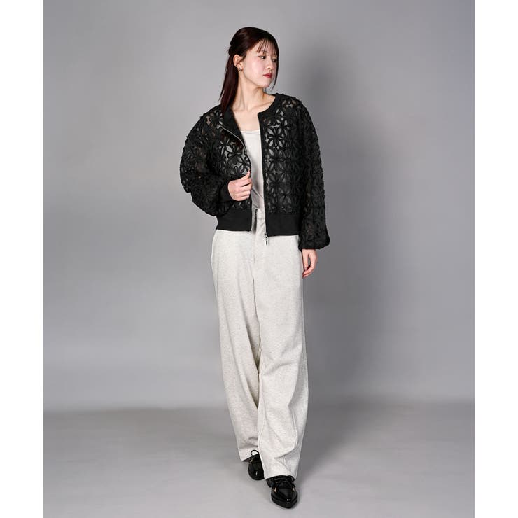 花柄チュールWZIPブルゾン | aimoha  | 詳細画像11 