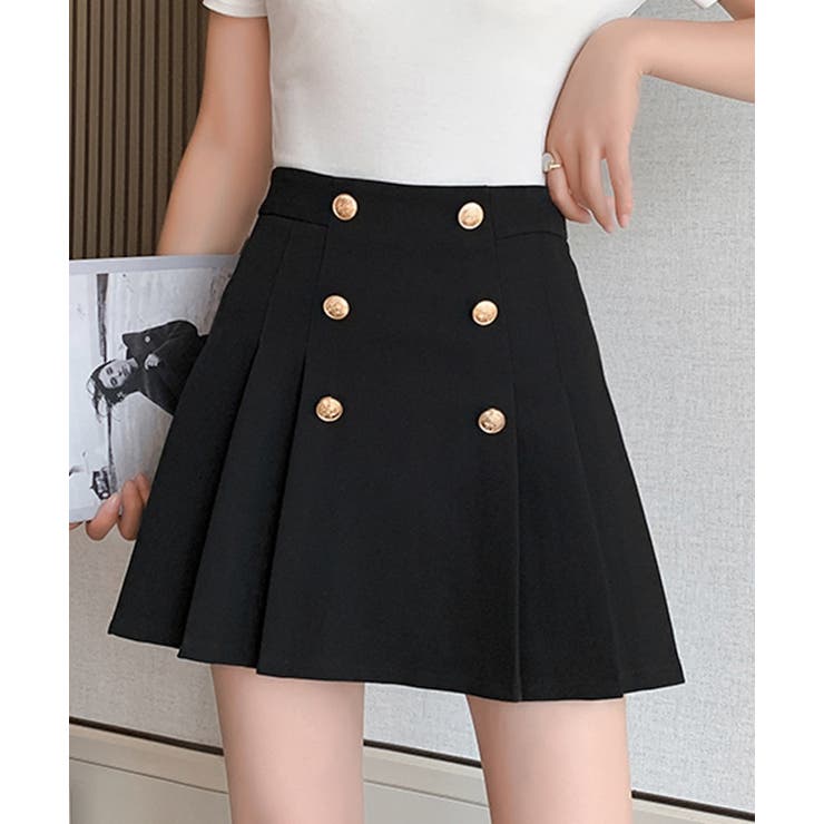 ブラック | 【Jasmine】ハイウエストプリーツミニスカート Jasmine Grandi… | aimoha 