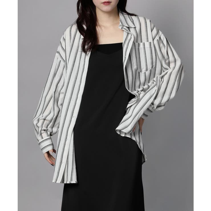 オフホワイト | ストライプBIGシャツ | aimoha 