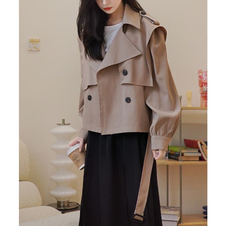 【関税・送料無料】PrettyLittleThing★クロップトレンチコート one after another NICE CLAUP トレンチコート コート