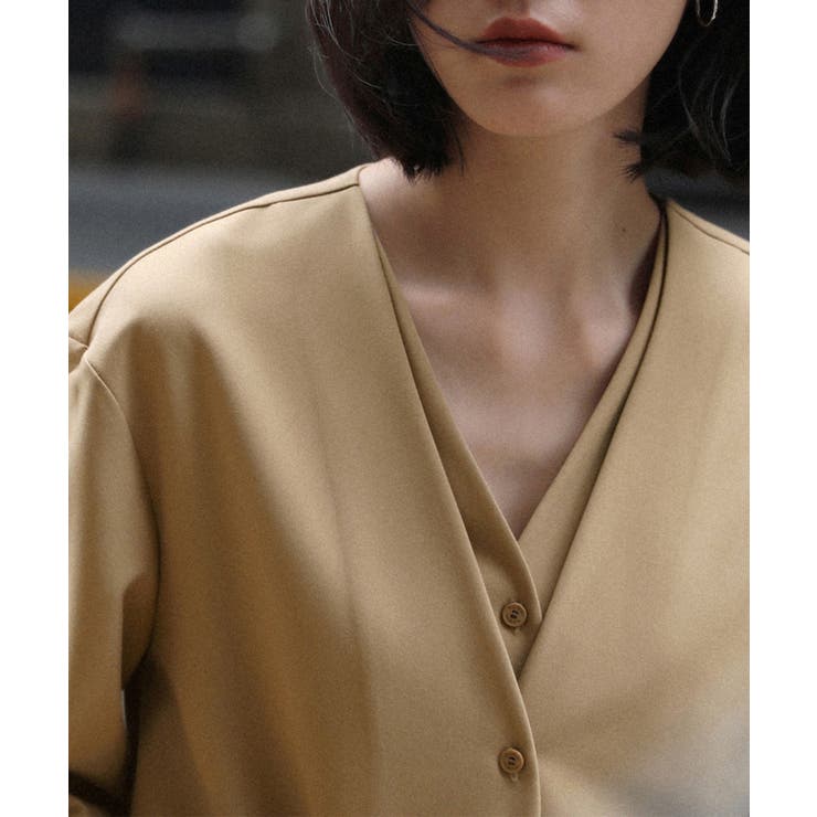 カシュクール風 Vネック フェイクレイヤードシャツ | aimoha  | 詳細画像7 