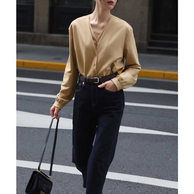 カシュクール風 Vネック フェイクレイヤードシャツ | aimoha  | 詳細画像10 