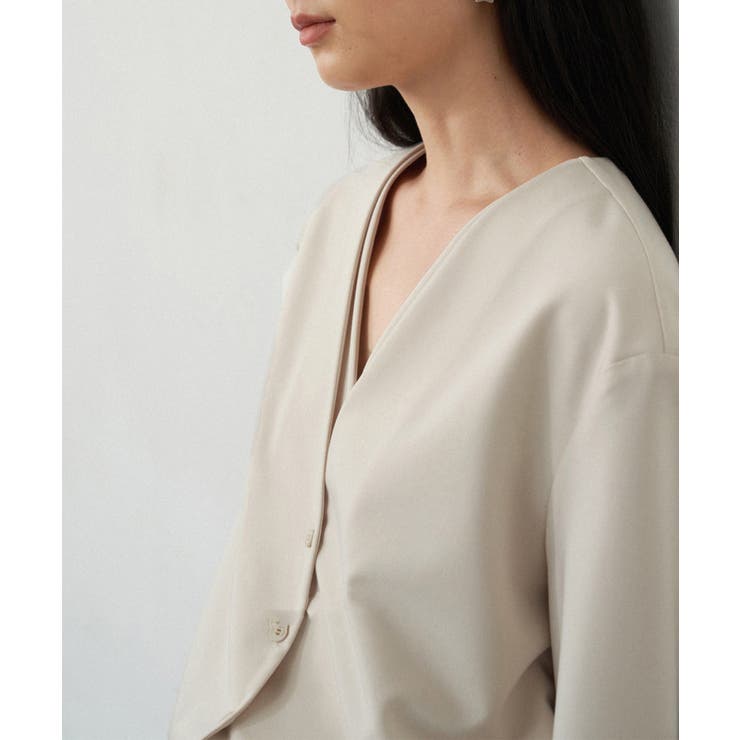 カシュクール風 Vネック フェイクレイヤードシャツ | aimoha  | 詳細画像12 