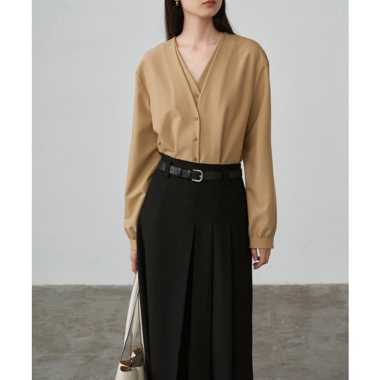 カシュクール風 Vネック フェイクレイヤードシャツ | aimoha  | 詳細画像21 