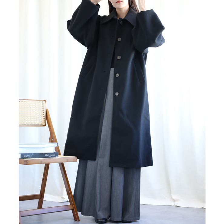 ブラック | ボリューム袖ロングコート【AW】 | aimoha 