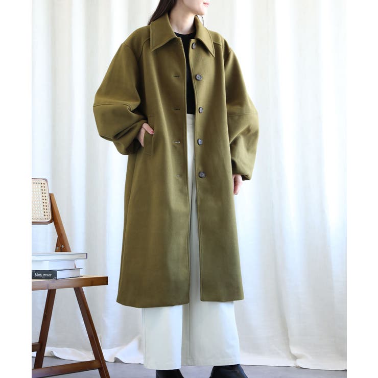 グリーン | ボリューム袖ロングコート【AW】 | aimoha 