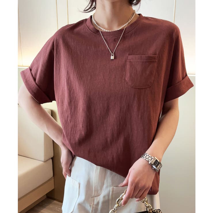 オレンジ | 【Banico】シンプルポケット付きTシャツ | aimoha 