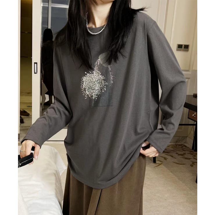 プリントカジュアルロングスリーブTシャツ | aimoha  | 詳細画像9 