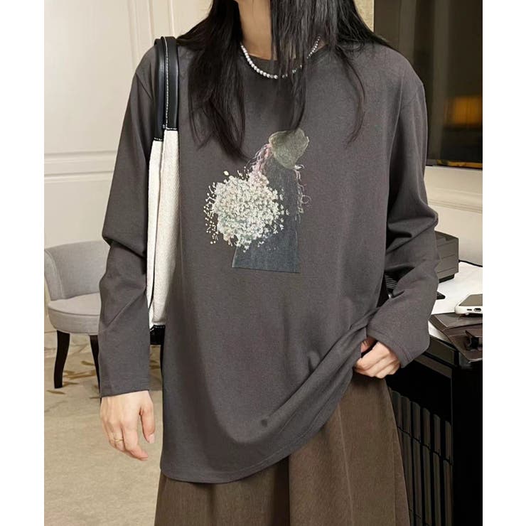 プリントカジュアルロングスリーブTシャツ | aimoha  | 詳細画像11 