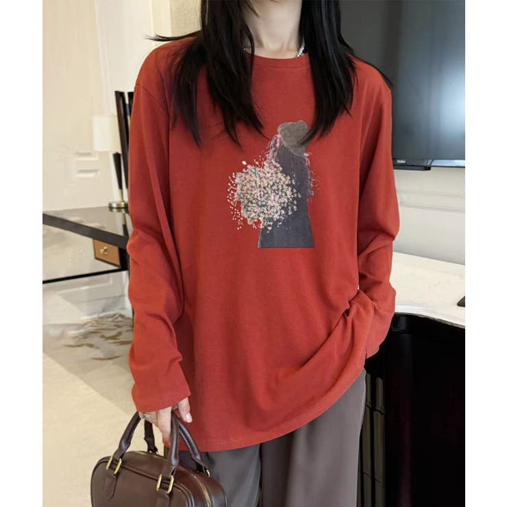 プリントカジュアルロングスリーブTシャツ | aimoha  | 詳細画像1 