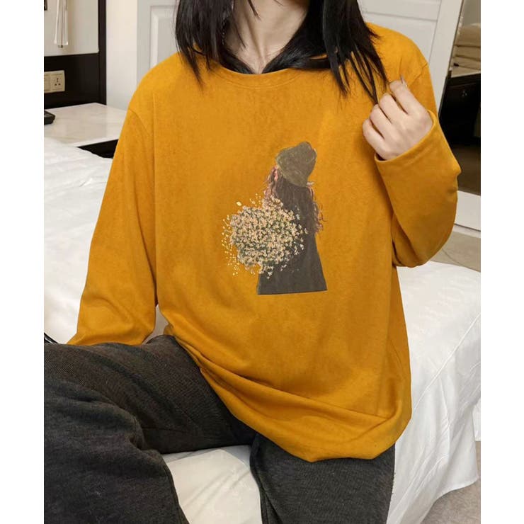 プリントカジュアルロングスリーブTシャツ | aimoha  | 詳細画像4 