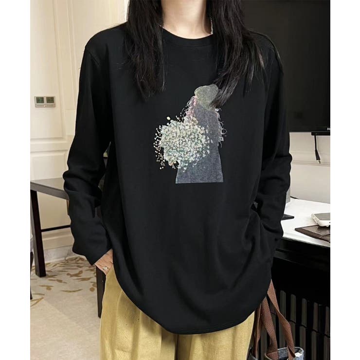 プリントカジュアルロングスリーブTシャツ | aimoha  | 詳細画像6 