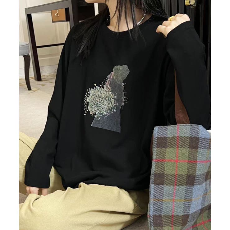 プリントカジュアルロングスリーブTシャツ | aimoha  | 詳細画像8 