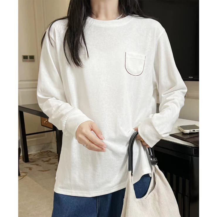 ポケット付きシンプルロングスリーブTシャツ | aimoha  | 詳細画像8 