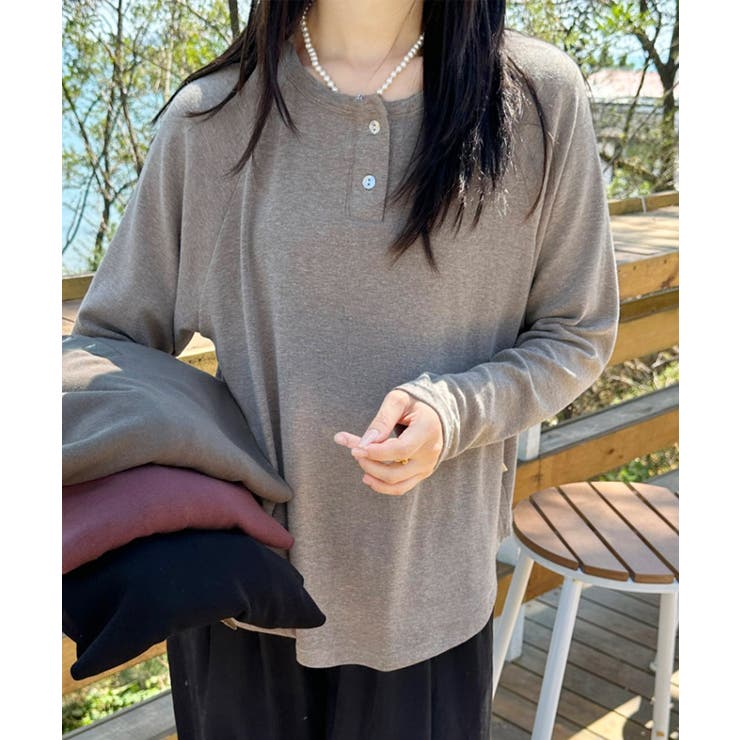ヘンリーネック長袖Tシャツ | aimoha  | 詳細画像1 
