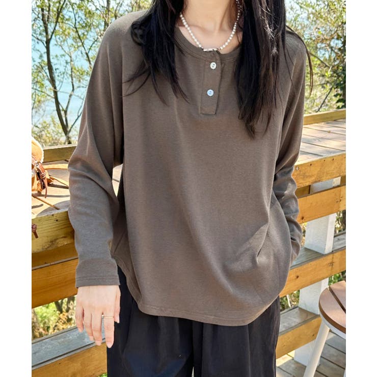 モカ | ヘンリーネック長袖Tシャツ | aimoha 