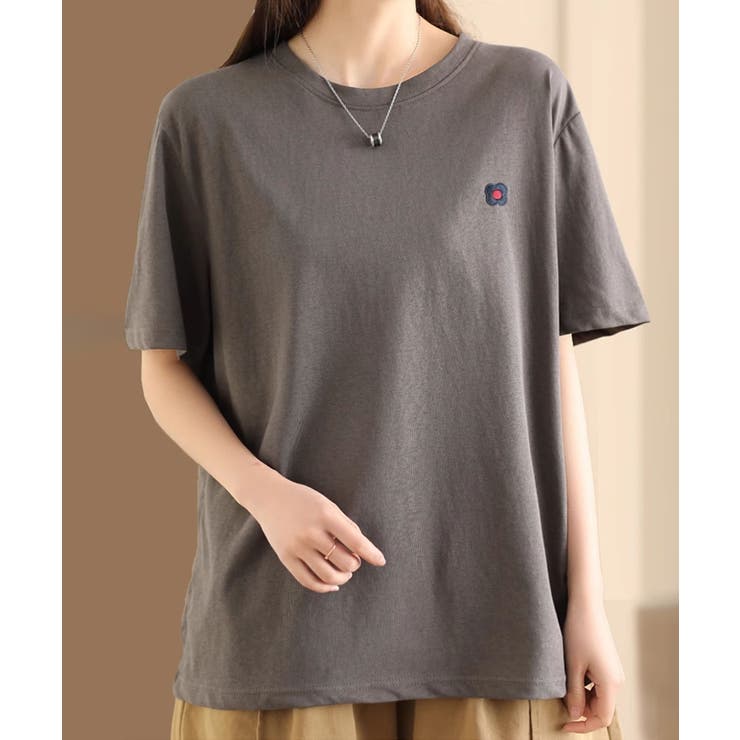 ダークグレー | ロゴデザインシンプル半袖Tシャツ | aimoha 