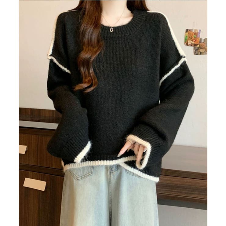 配色ラインニットプルオーバー | aimoha  | 詳細画像3 