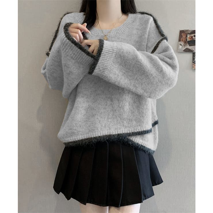 配色ラインニットプルオーバー | aimoha  | 詳細画像6 