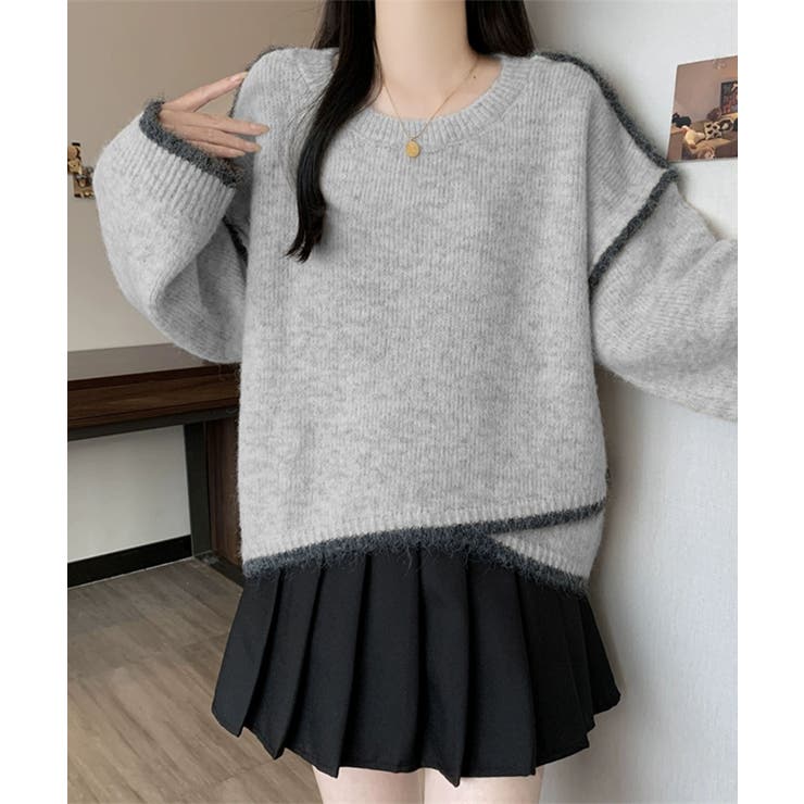 配色ラインニットプルオーバー | aimoha  | 詳細画像8 