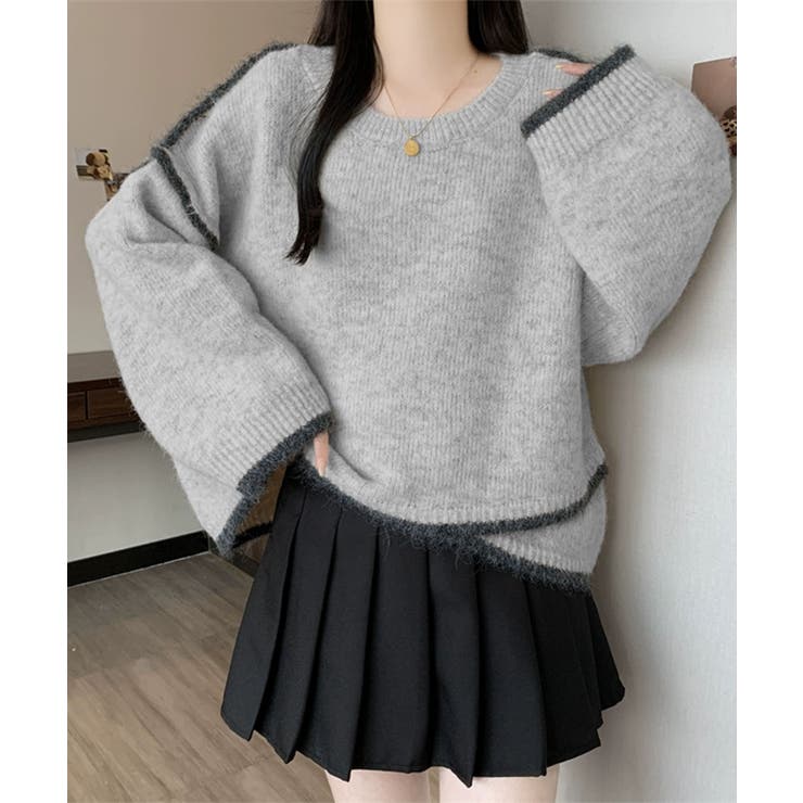 配色ラインニットプルオーバー | aimoha  | 詳細画像7 